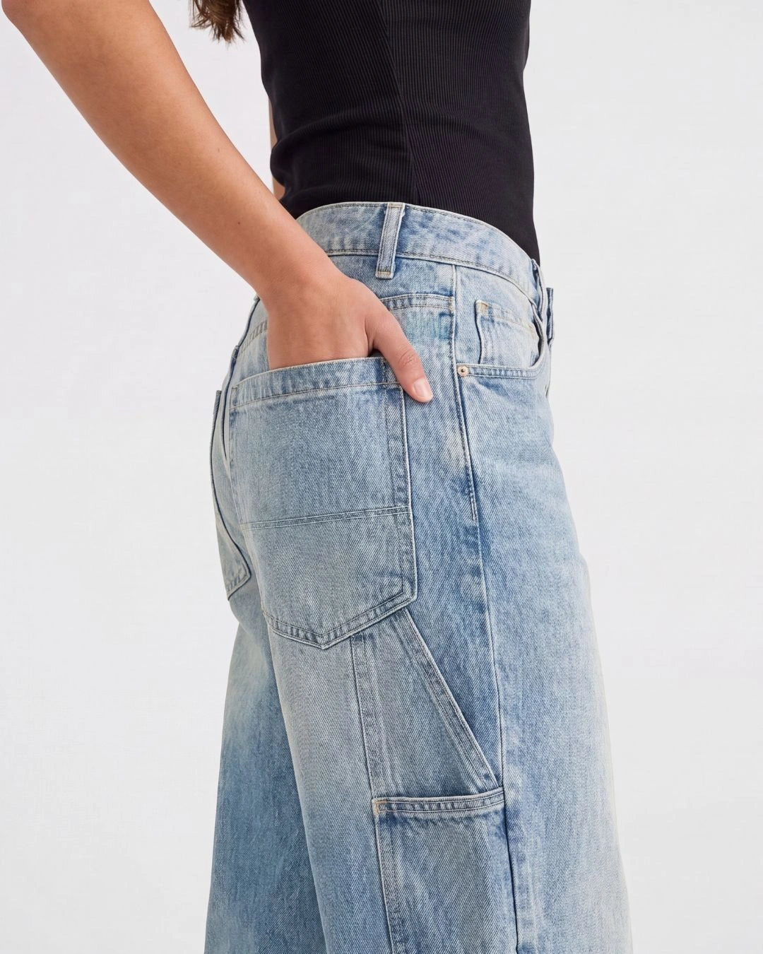 Women Aeropostal Light Wash Super Baggy Carpenter Jeans