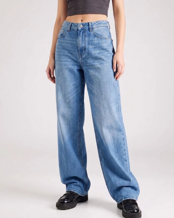 Pull And Bear Women Baggy Ice Blue Jeans