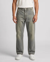 Men Relaxed Loose Fit Cross Pocket Denim Jeans Matcha Wash