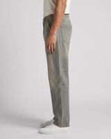 Men Relaxed Loose Fit Cross Pocket Denim Jeans Matcha Wash