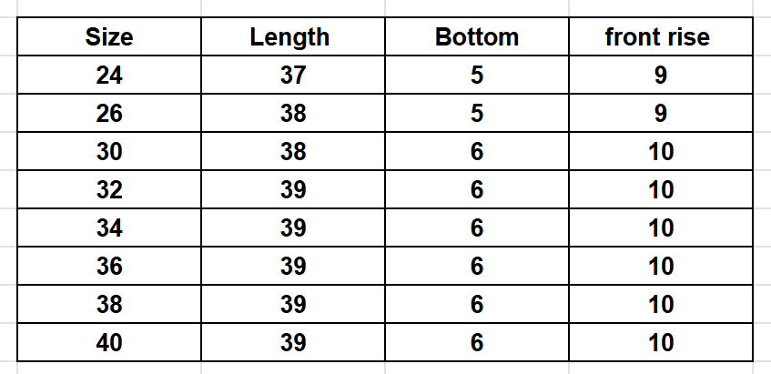 Size Chart