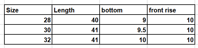 Size Chart