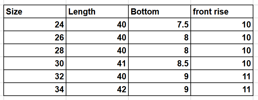Size Chart