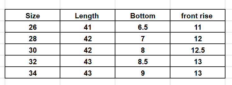 Size Chart
