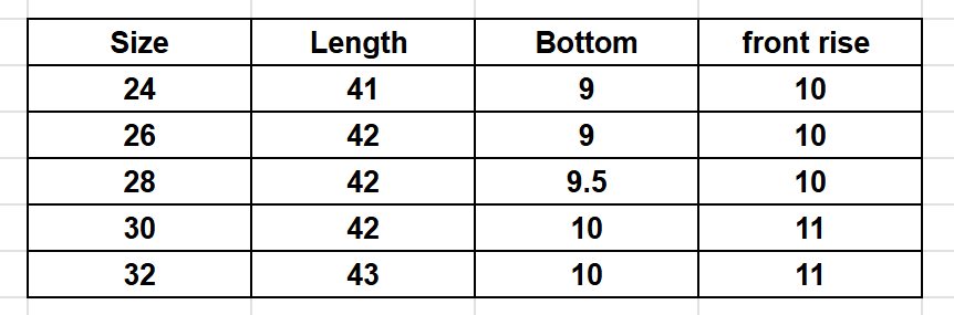 Size Chart