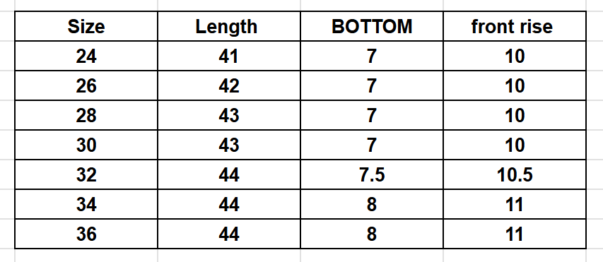 Size Chart
