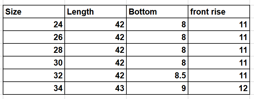 Size Chart