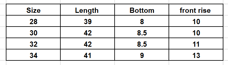 Size Chart