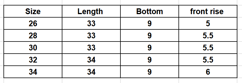 Size Chart