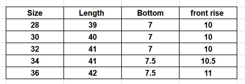 Size Chart