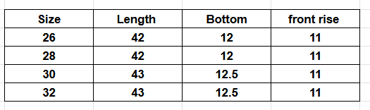 Size Chart