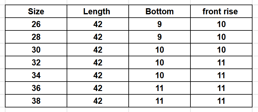 Size Chart