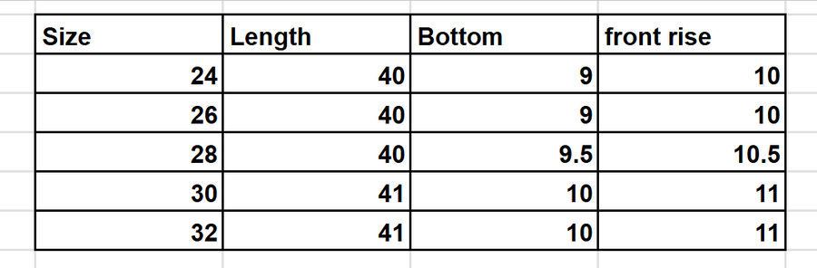 Size Chart