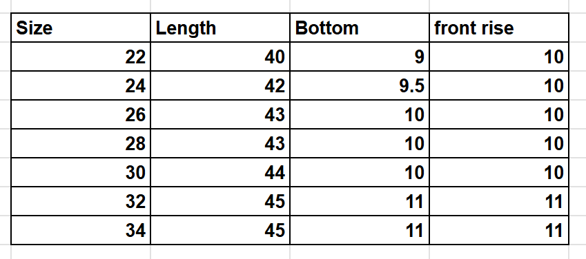Size Chart