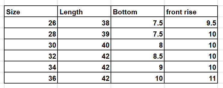Size Chart