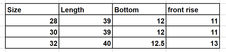 Size Chart