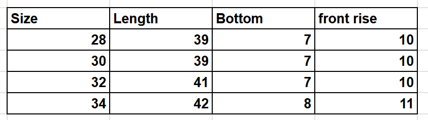 Size Chart