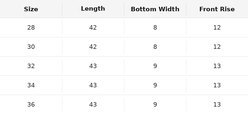 Size Chart