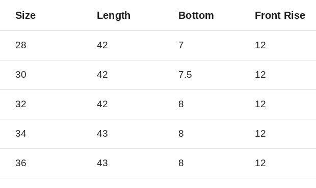 Size Chart