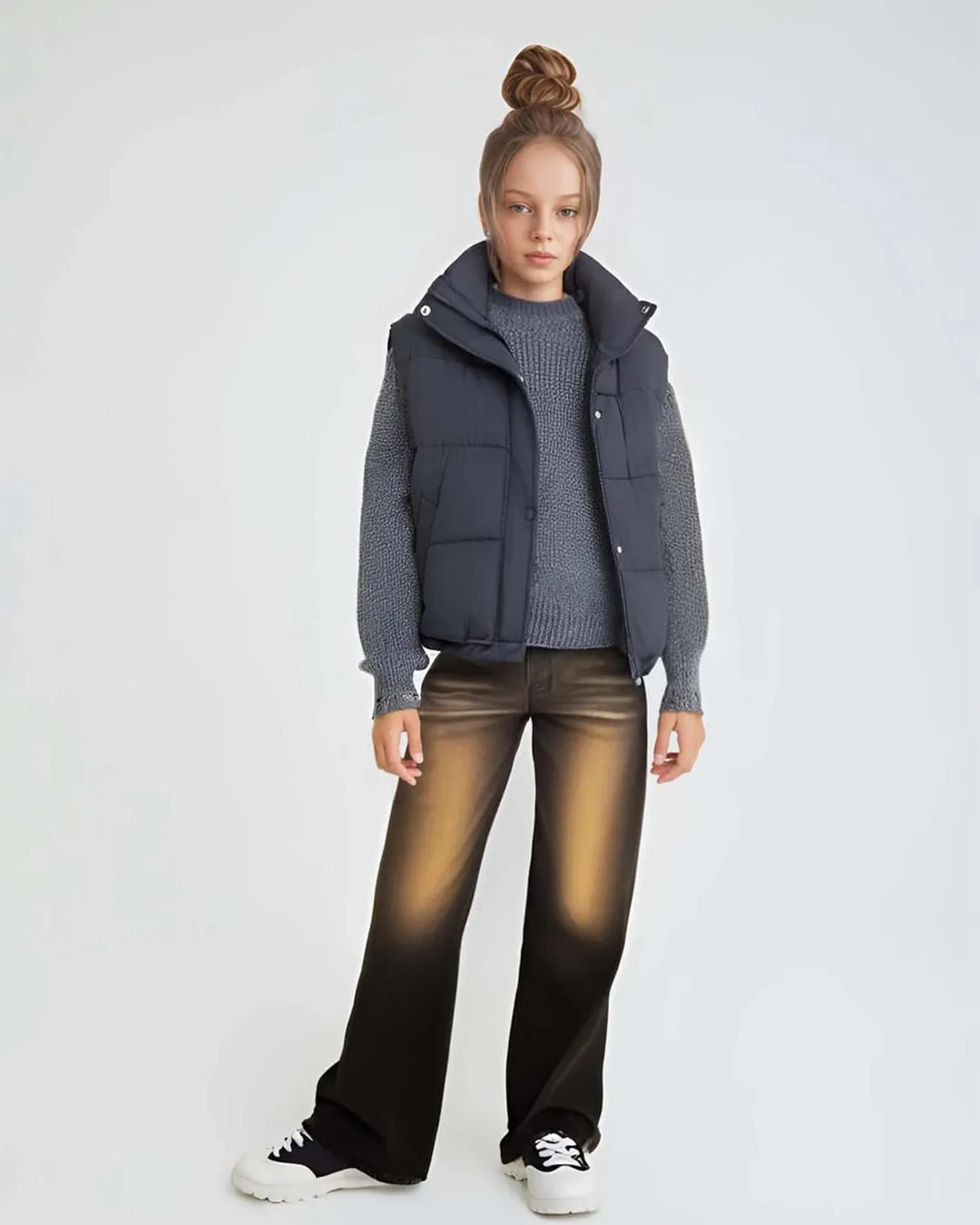 Gloria Jeans Brown Spray Wide Leg Denim
