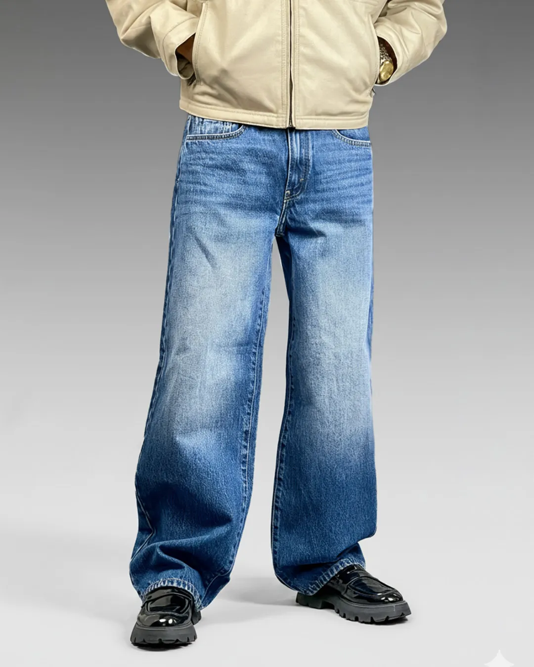 Blue Circle Unisex Baggy Fit Blue Denim Jeans