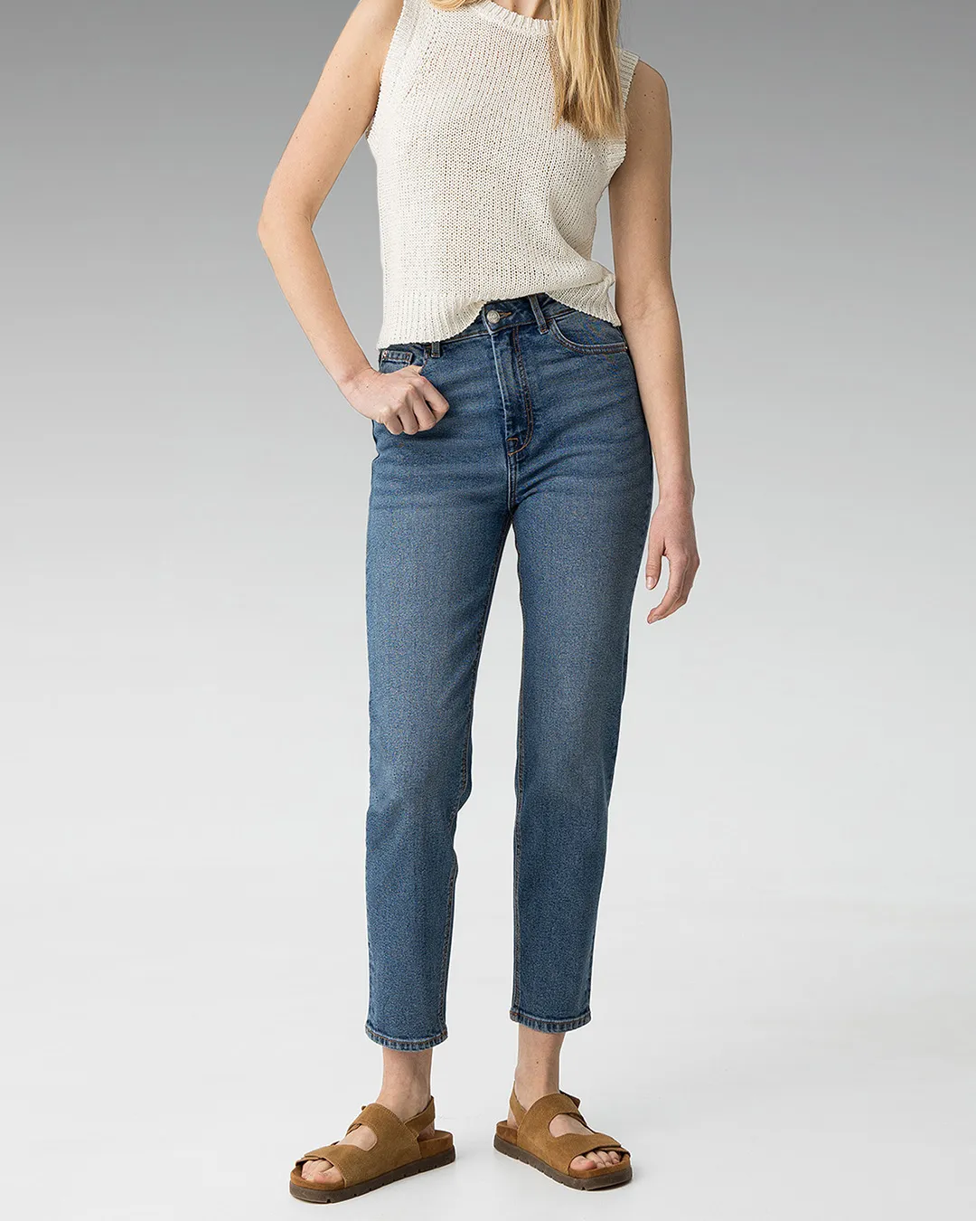 Tiffosi Mom Slim High-Waisted Blue Jeans