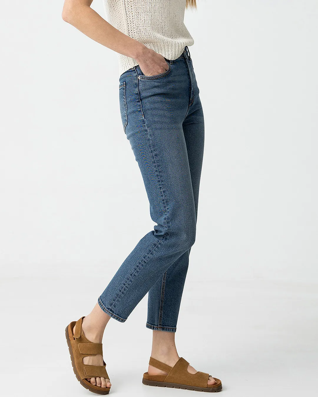 Tiffosi Mom Slim High-Waisted Blue Jeans - Image 3