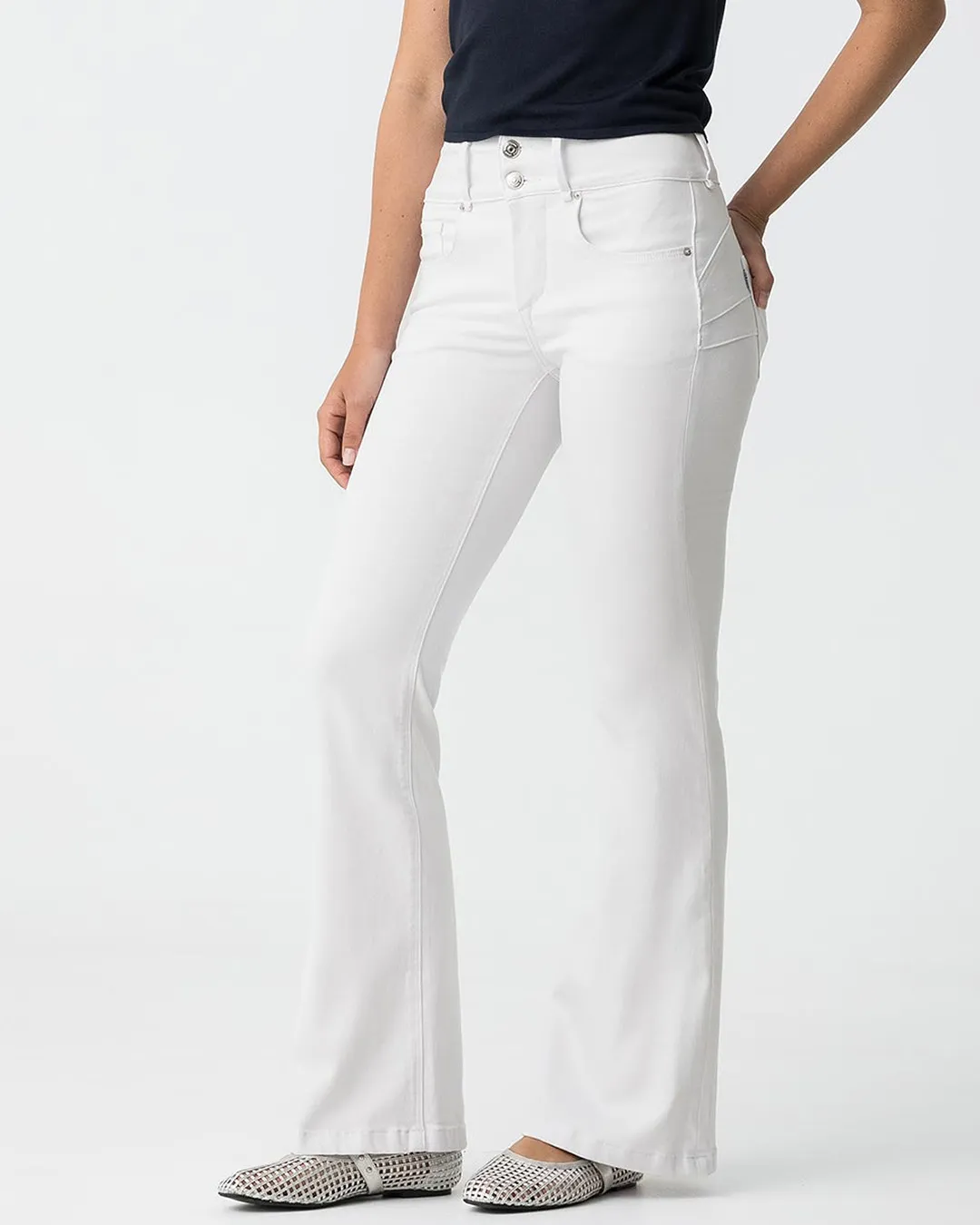 Tiffosi Double Up High Waist Flare Jeans - Image 3