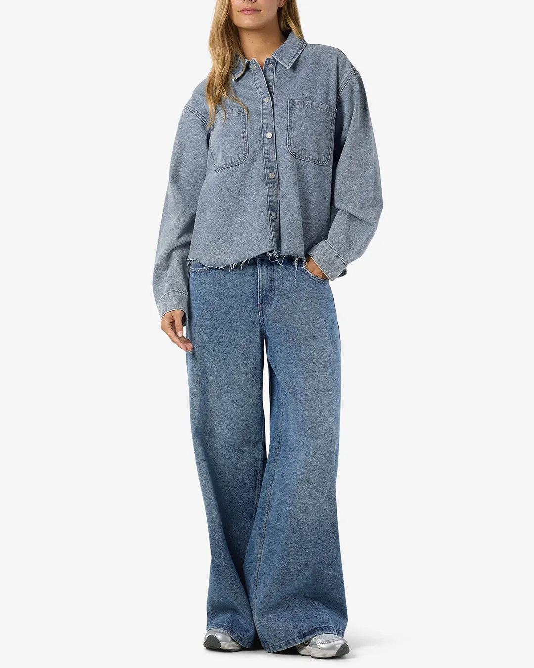 Noisy May Women's Oversized Denim Shacket