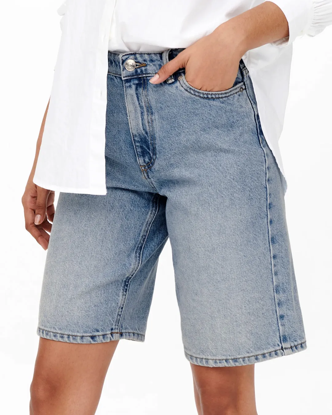 ONLY Women's High Waist Regular Fit Denim Shorts - Image 3