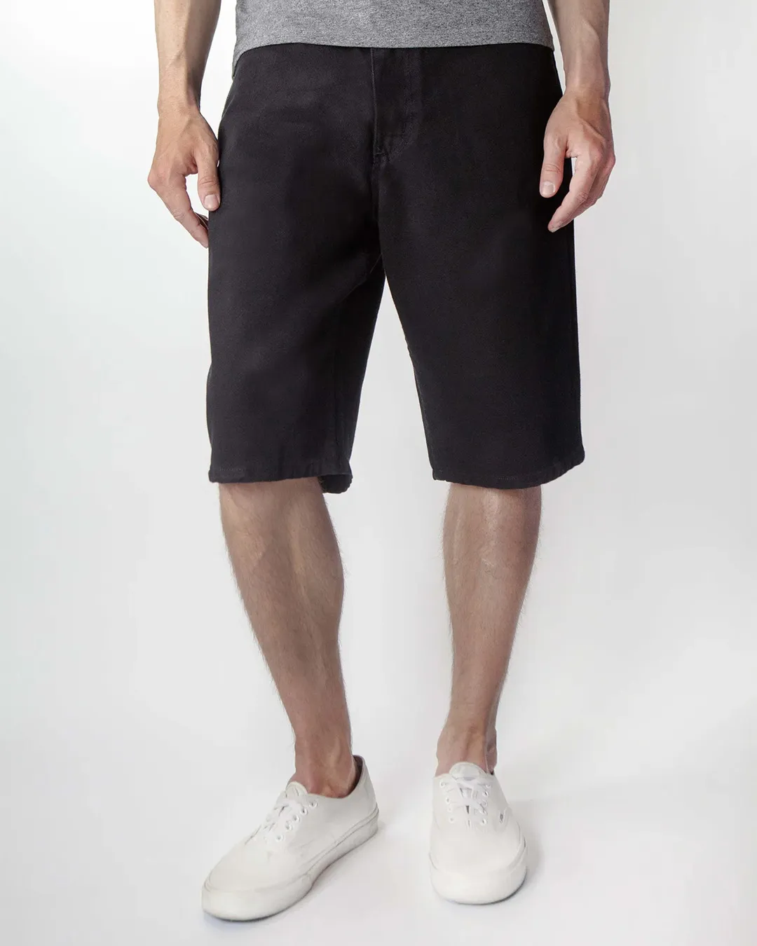 Vilnova Men's Black Denim Shorts Classic Fit