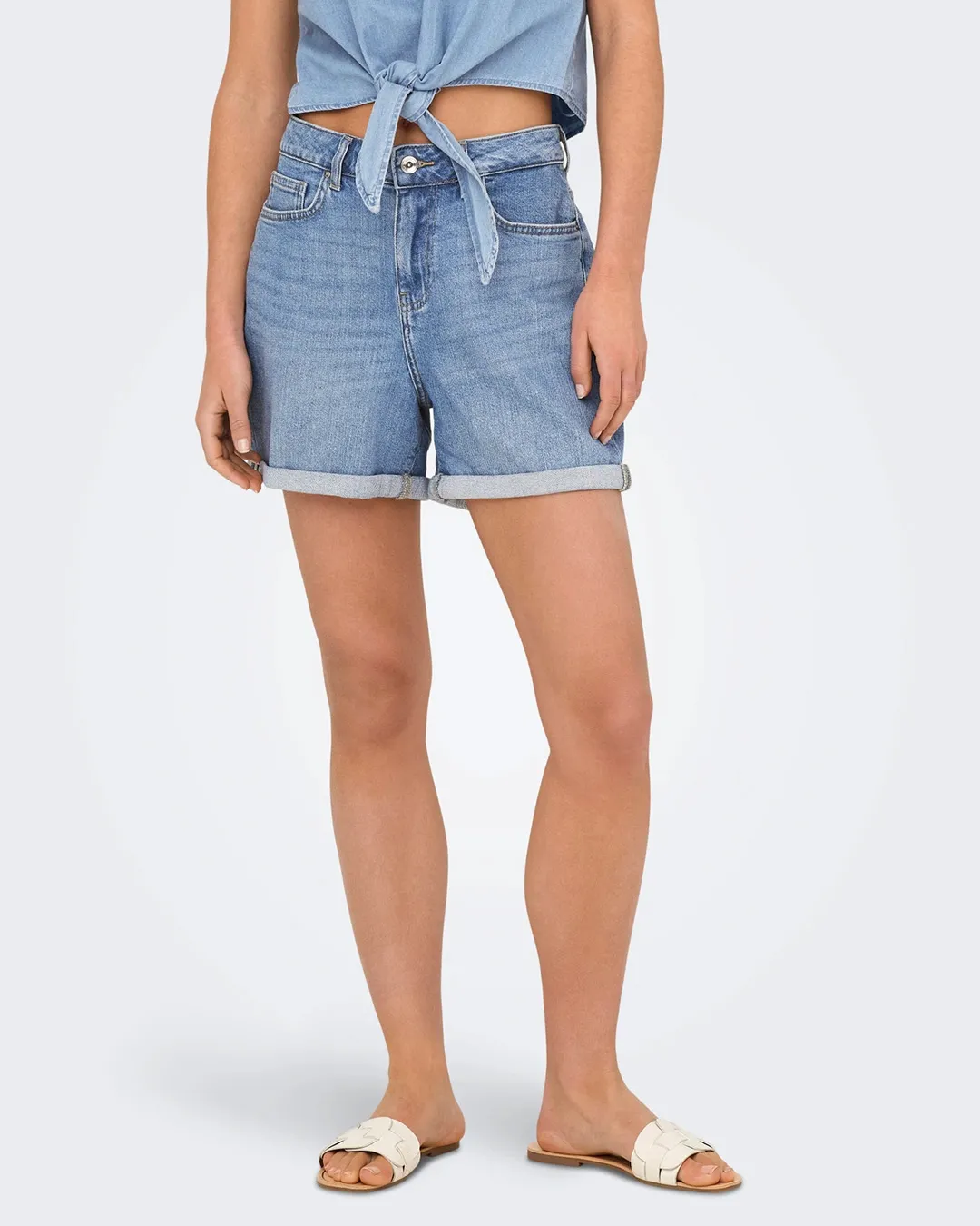 ONLY High Waisted Denim Shorts - Image 3