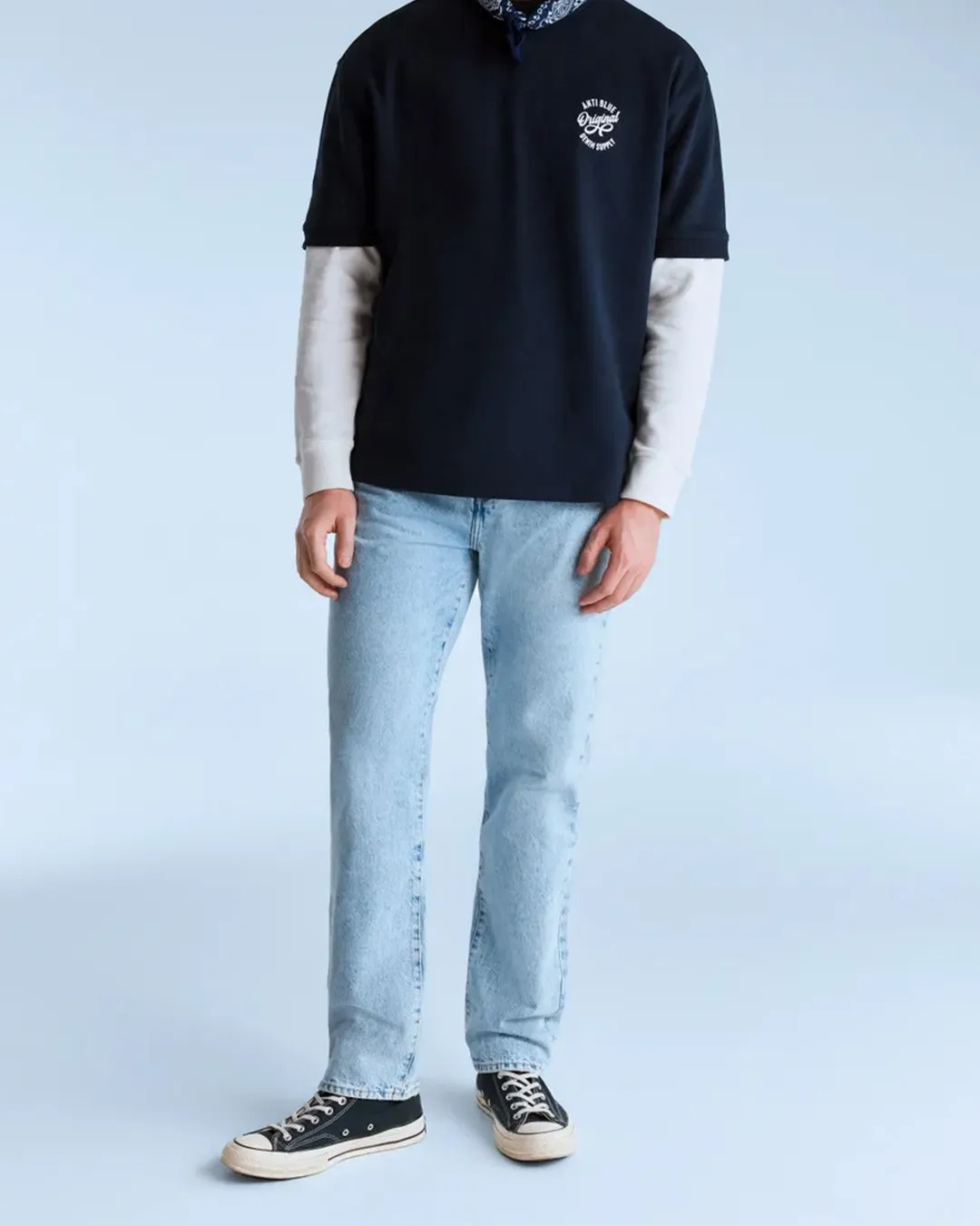 Anti Blue Ice Blue Straight Leg Denim Jeans