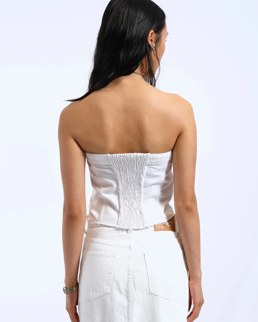 Dr.Denim Carli White Tube Top Slim Fit - Image 4