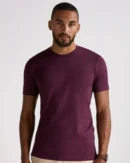 Mens sydney mehroon crew neck tee with clean modern style and soft comfort. Perfect everyday shirt that pairs easily with chinos denim or casual trousers for relaxed confident fashion.