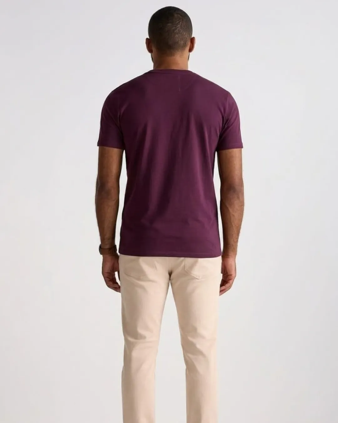 Mens sydney mehroon crew neck tee with clean modern style and soft comfort. Perfect everyday shirt that pairs easily with chinos denim or casual trousers for relaxed confident fashion.