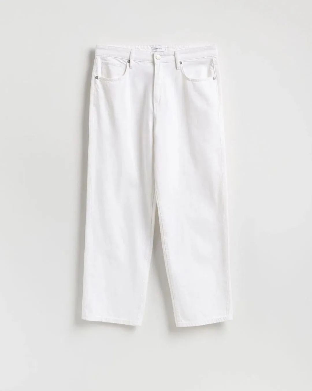 Classic womens white denim jeans with straight fit design for clean modern style. Comfortable durable and easy to pair with everyday outfits.