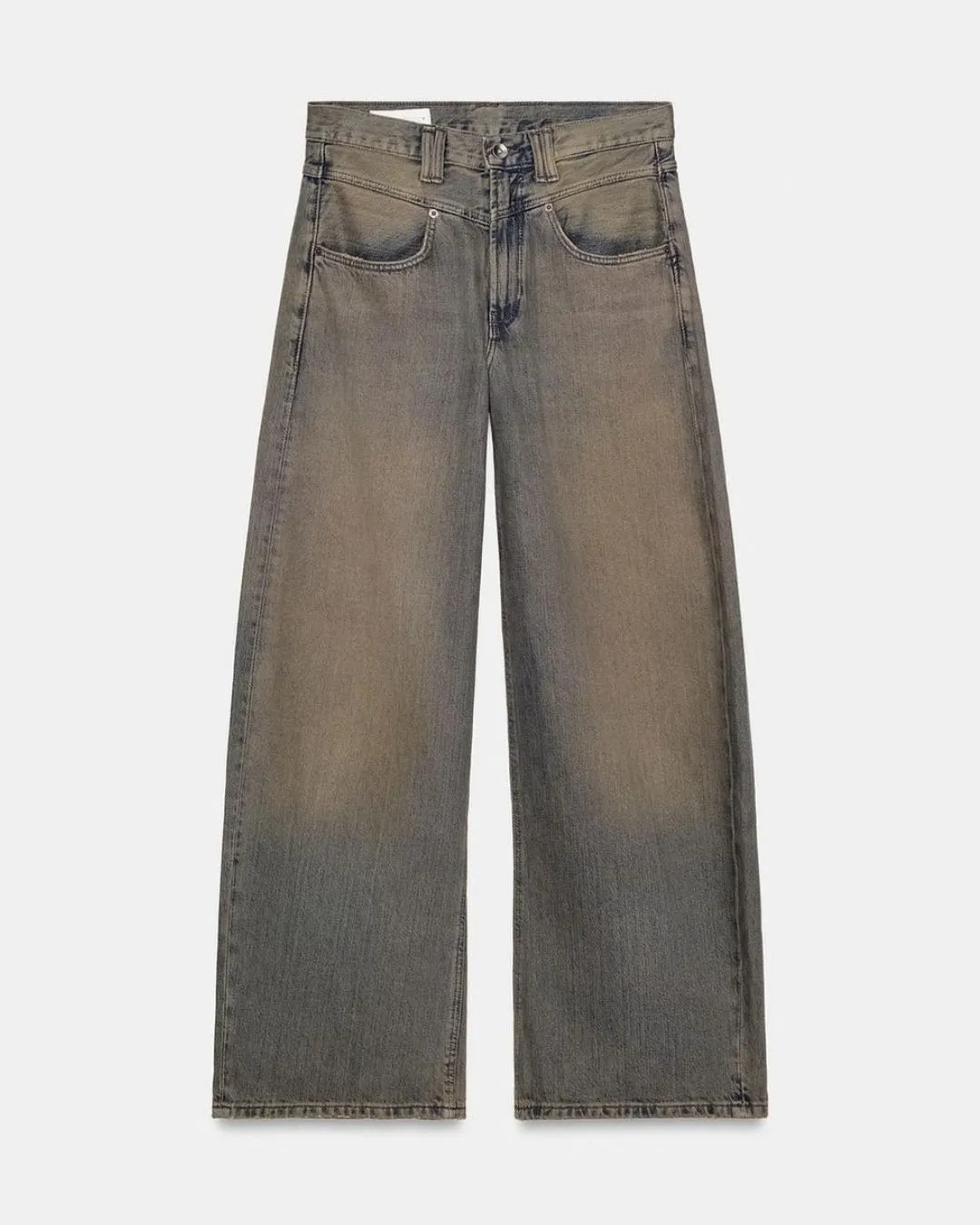 Vintage olive wide leg denim jeans designed for confident everyday style. High rise waist relaxed leg shape and durable denim create comfort movement and modern street appeal.