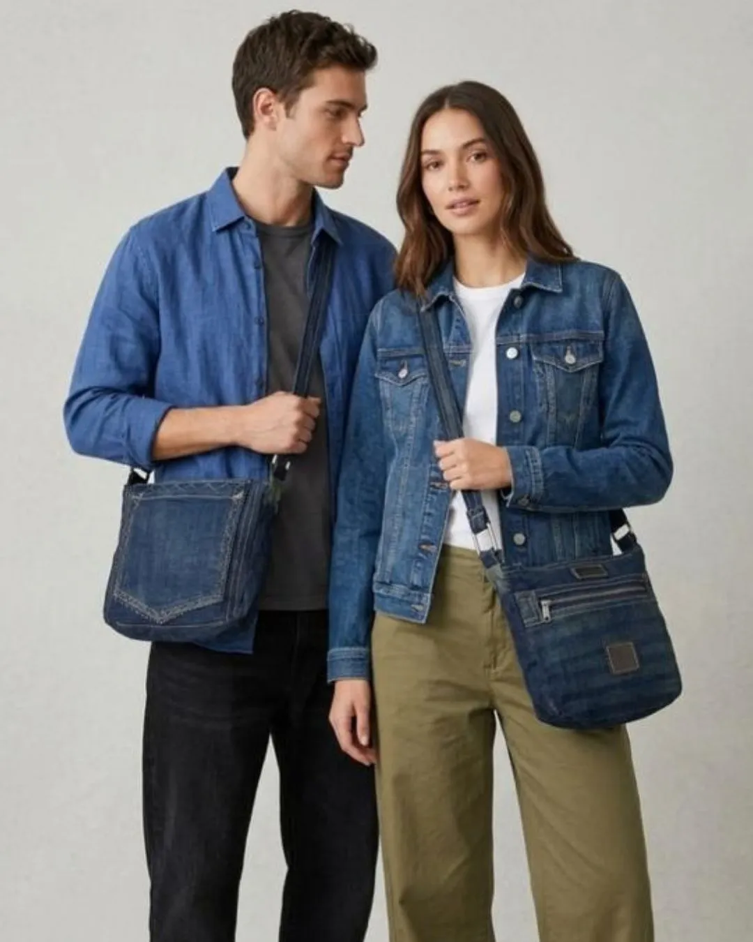 Lost Revival Indigo Patch Denim Crossbody Bag