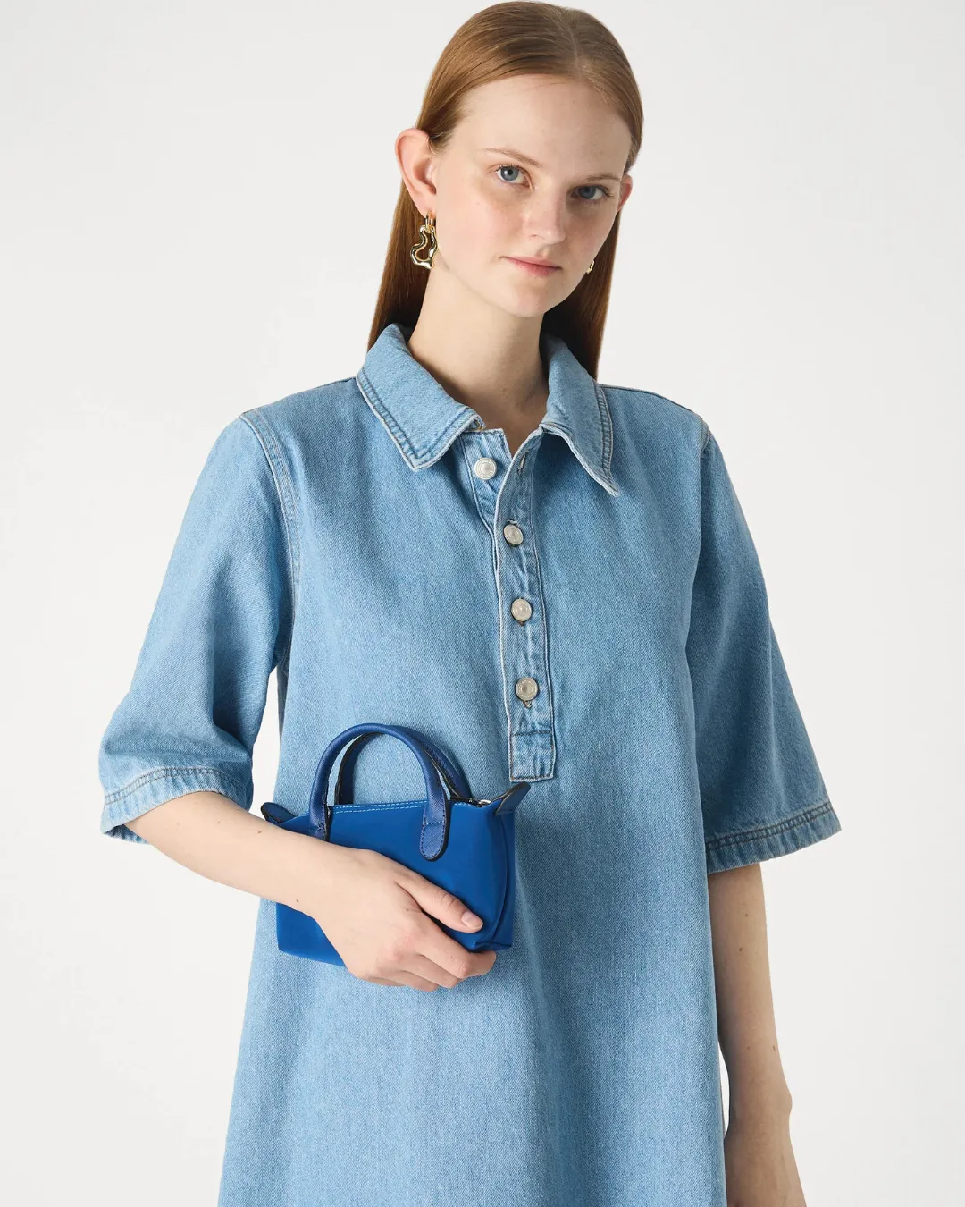 Elegant Blue Denim Mini Dress for Women Summer Style