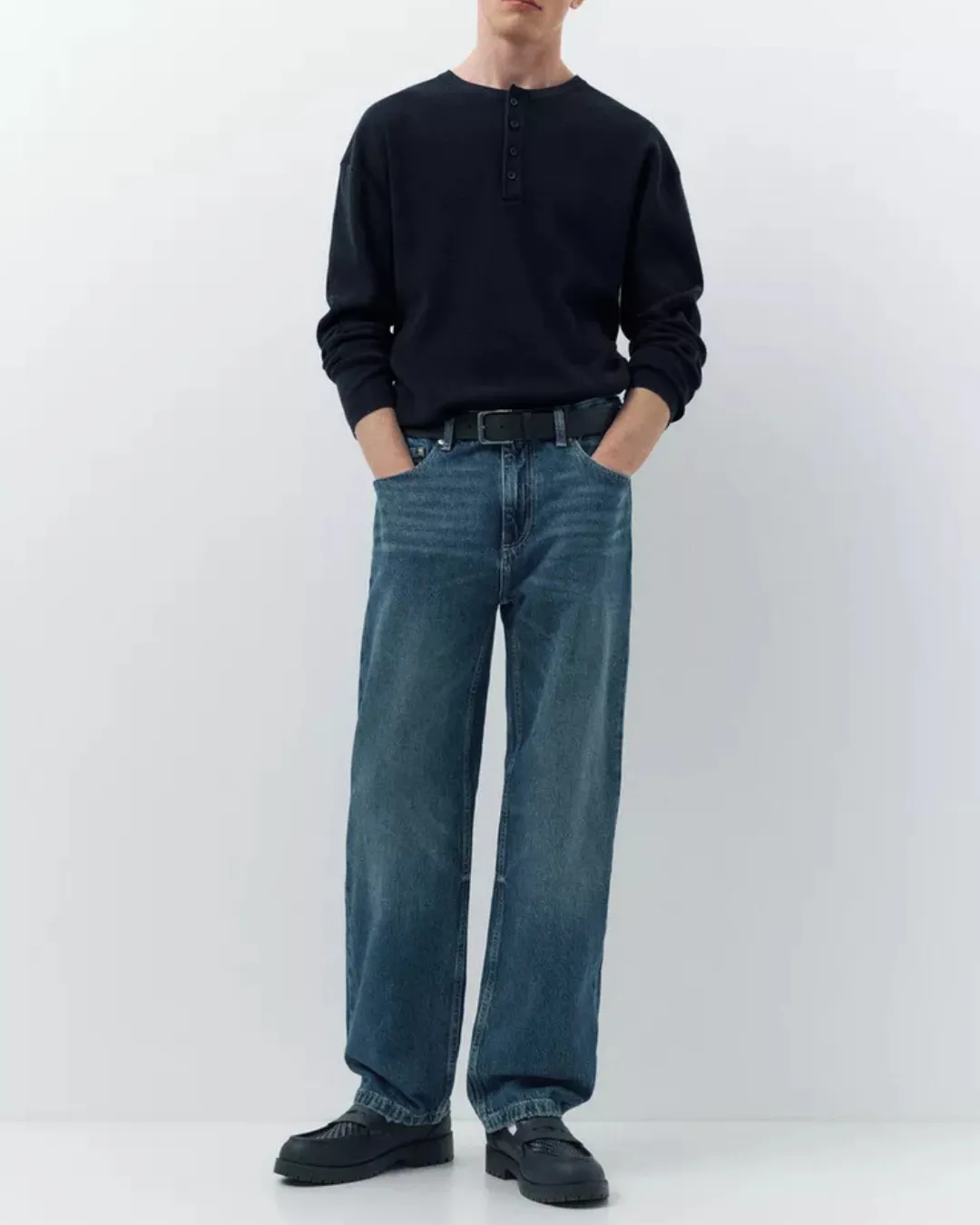 Pull&Bear Unisex Baggy Fit Green Cast Denim Jeans