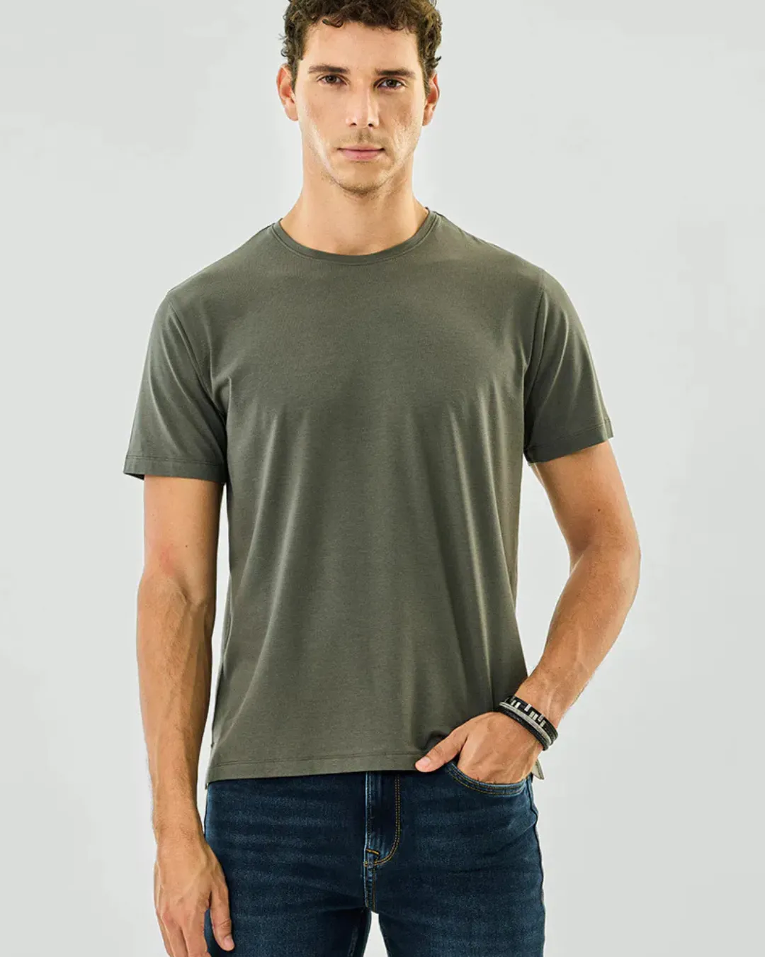 Olive Drab Crew Neck T Shirt Stwd Regular Fit