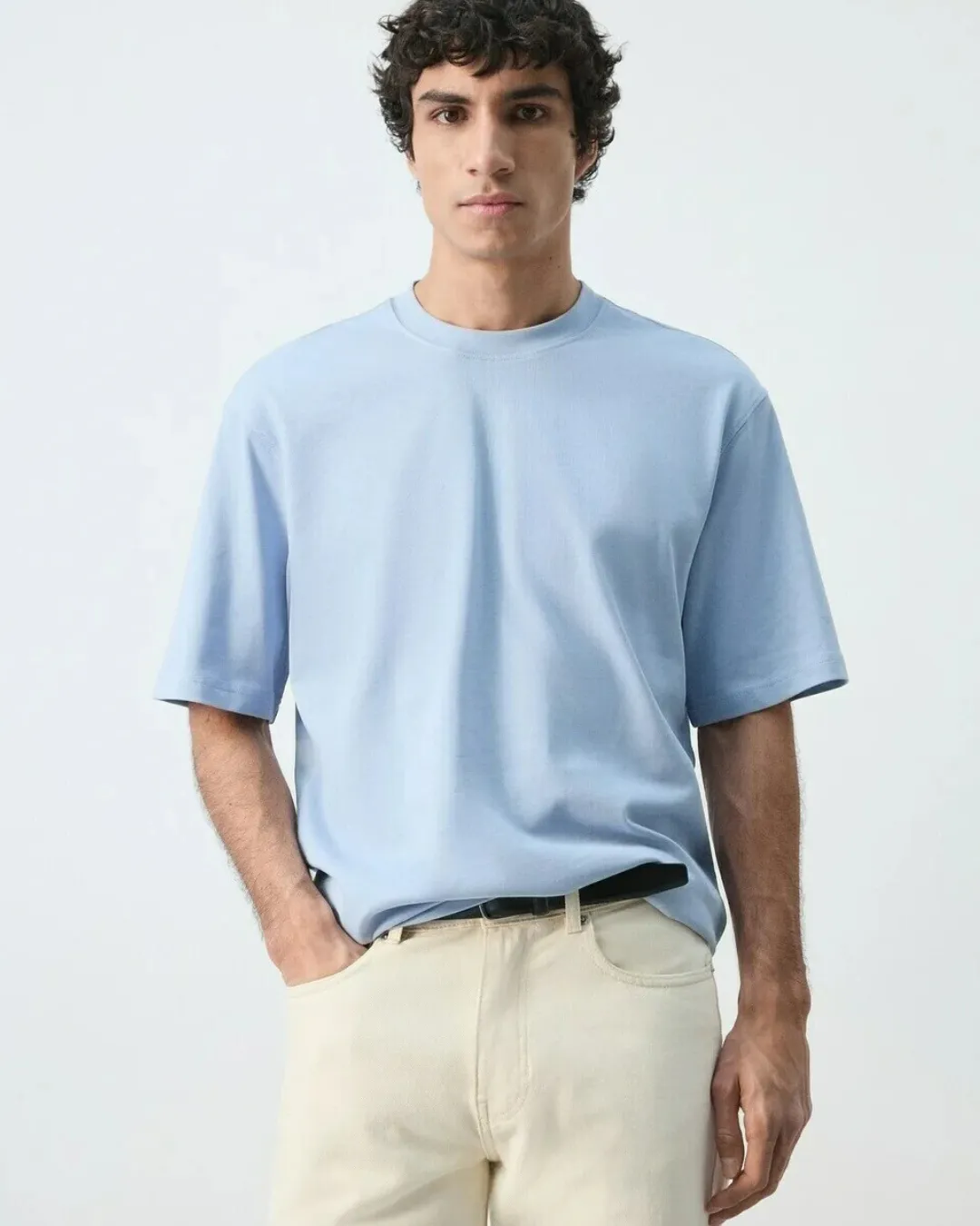 Sky Blue Wash Tee STWD Pull&Bear Down Shoulder Fit