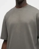 Dark Taupe Grey Wash Blank Tee STWD Pull&Bear Down Shoulder