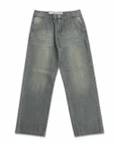Unisex Relaxed Loose Fit Cross Pocket Jeans Matcha Wash