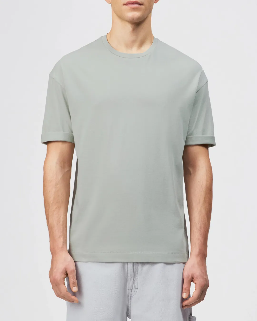 Jack & Jones Sage Green Down Shoulder Fit T Shirt Premium Cotton Relaxed Streetwear Tee