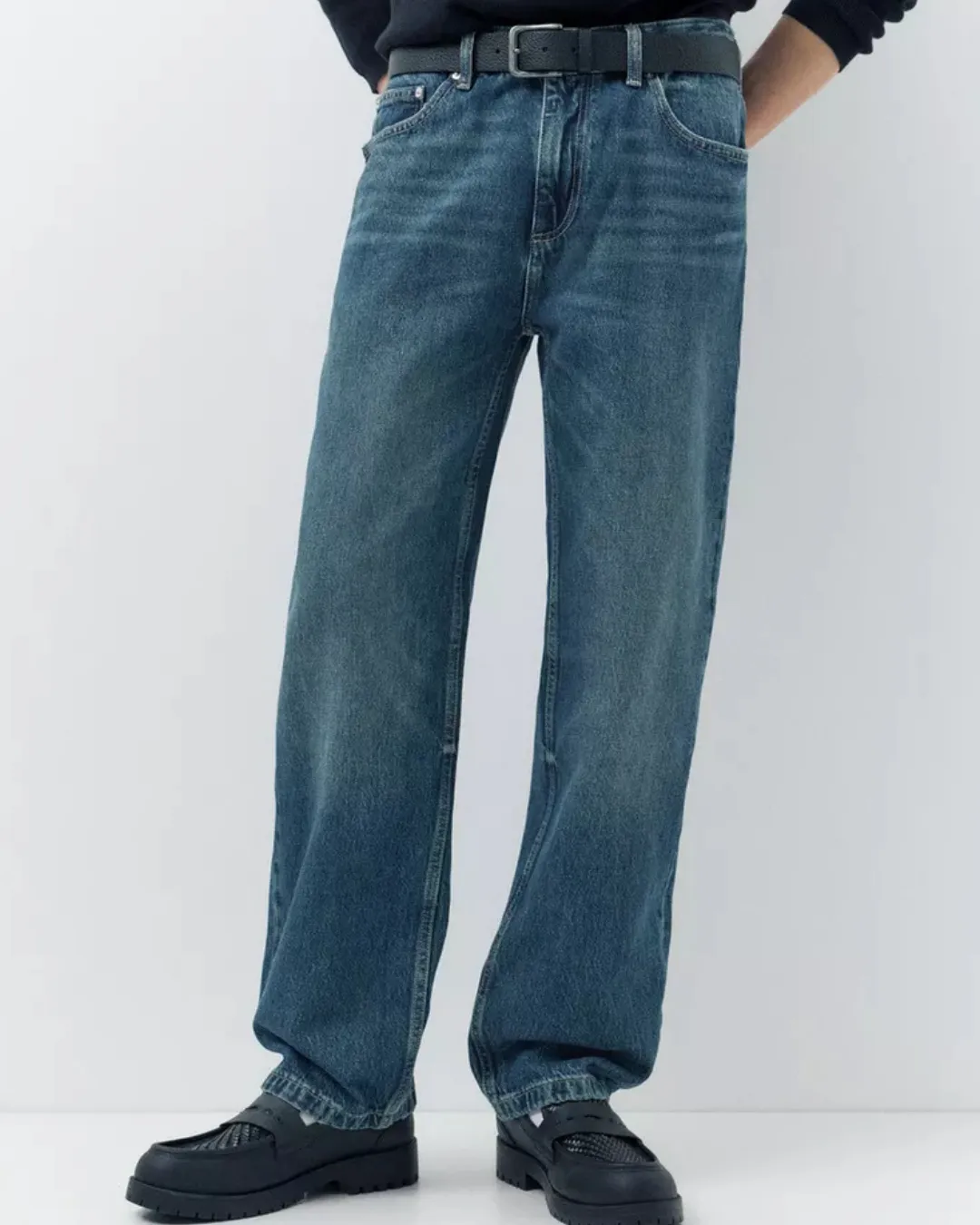 Pull&Bear Unisex Baggy Fit Green Cast Denim Jeans