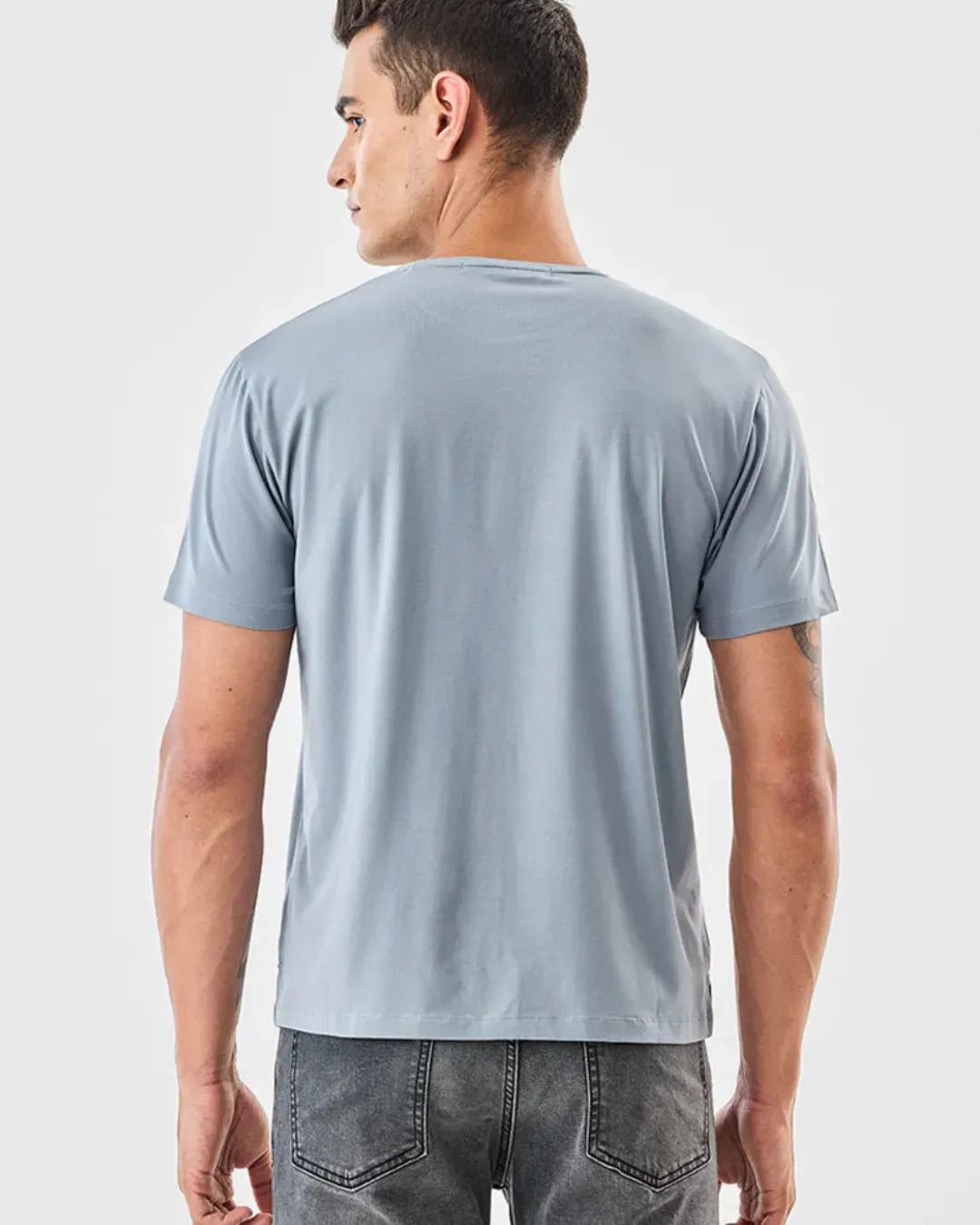 Light Blue Crew Neck T Shirt STWD PullAndBear Regular Fit