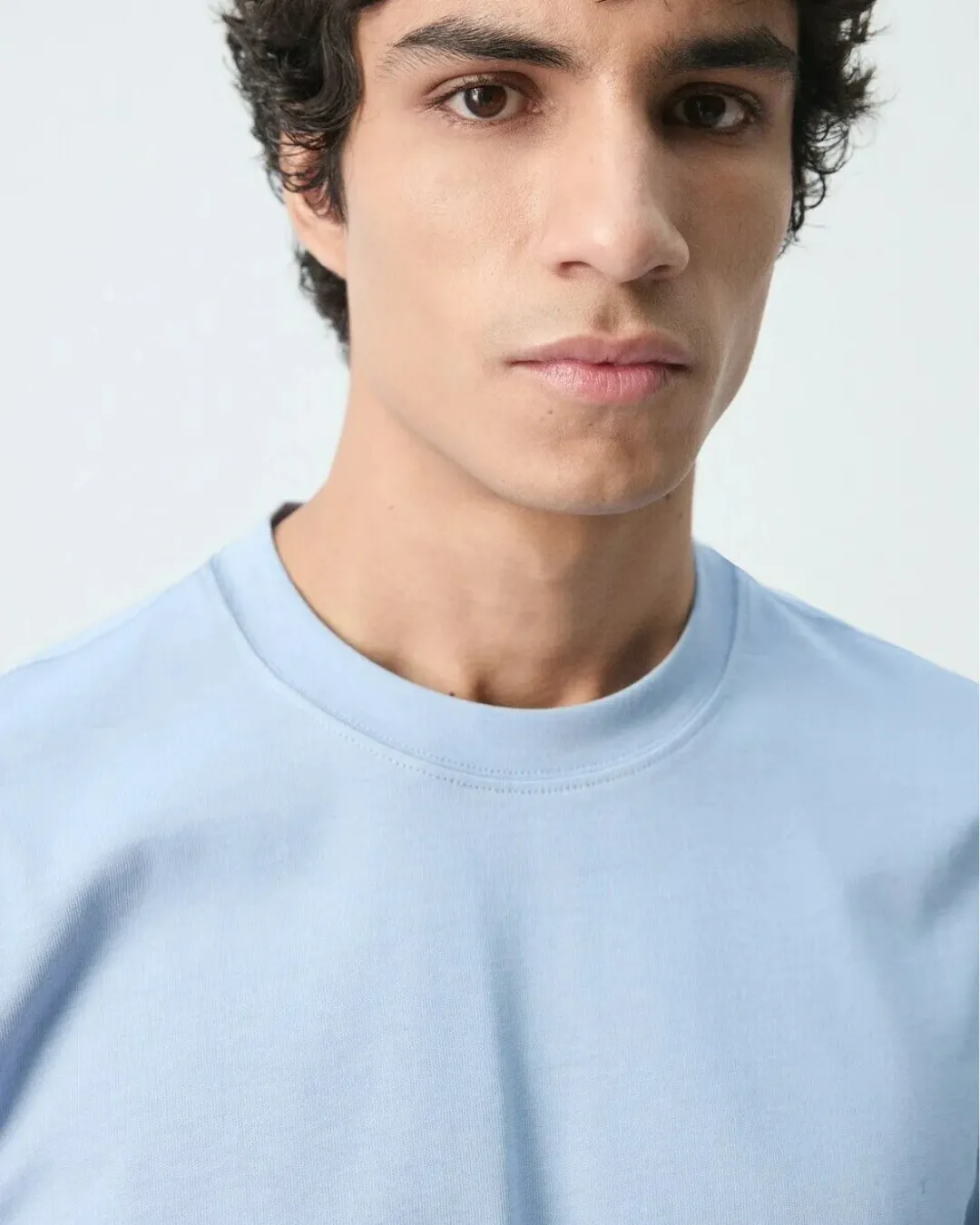 Sky Blue Wash Tee STWD Pull&Bear Down Shoulder Fit