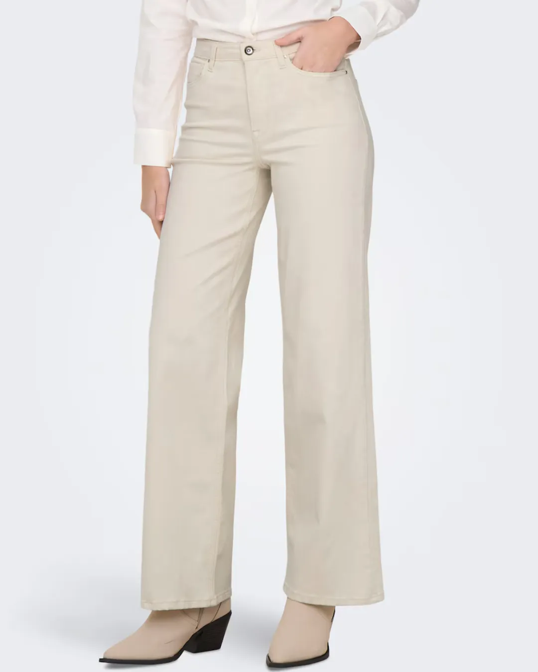ONLY Junior Girls Beige Wide Leg Denim Jeans